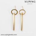 94523 Wholesale plain fancy women jewelry high quality simple design gold plated drop earrings
